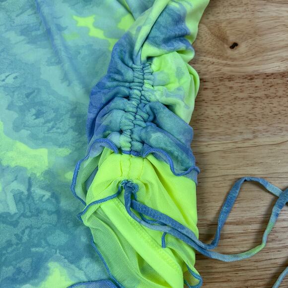 Wild Fable Women's Green Tie-Dye Mesh Side Ruched Mini Skirt - Size Large - NWT - Picture 4 of 6